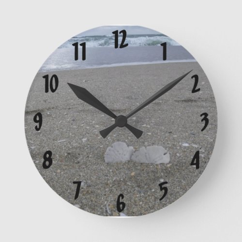 Beach Sand Dollars Round Clock