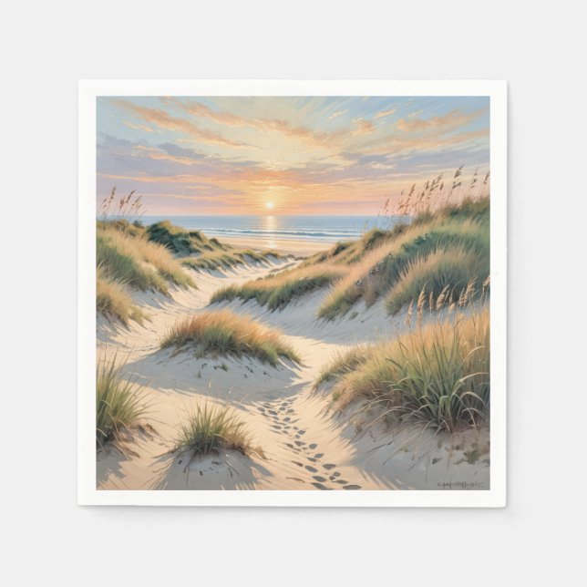 Beach Sand Dune Footprints Napkins (Front)