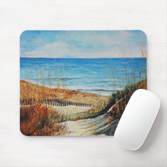 Beach Sand Dunes and Ocean Painting Mouse Pad (With Mouse)