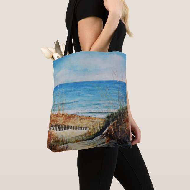 Beach Sand Dunes and Ocean Painting | Tote Bag (Close Up)
