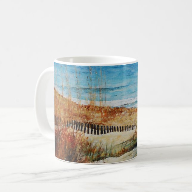 Beach Sand Dunes Ocean Painting Coffee Mug (Front Left)