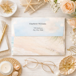 Beach sand dunes return address envelope