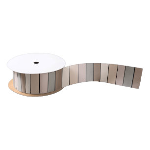 Beach Sand Earth Tone Color Stripes On Watercolor Satin Ribbon