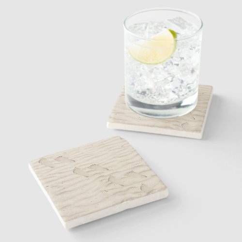 Beach Sand Footprints Stone Coaster