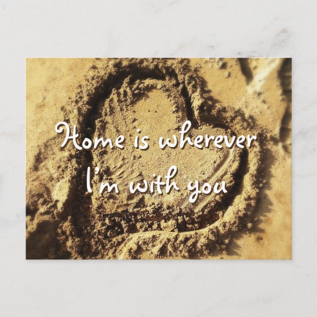 Beach Sand Heart Home Is With You Quote Script Postcard (Front)