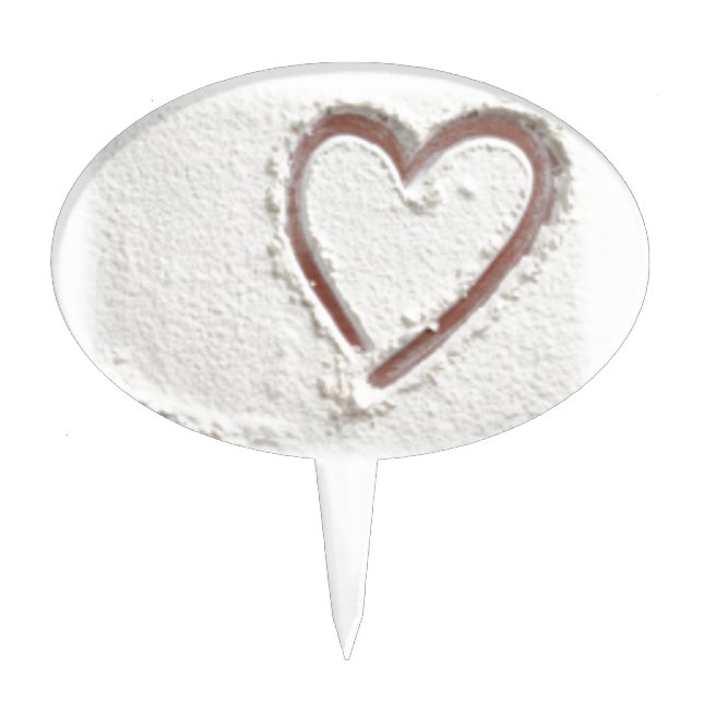 Beach Sand Heart Valentine Cake Topper (Front)