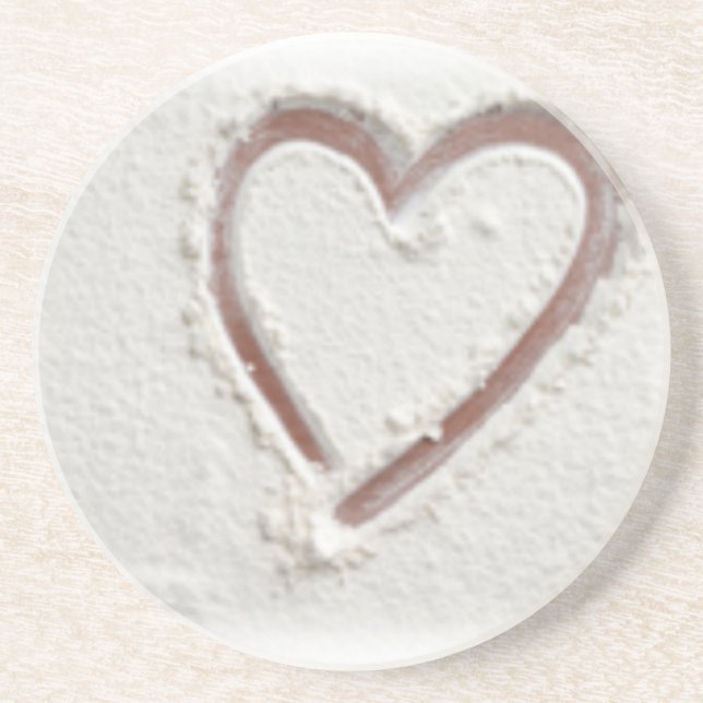 Beach Sand Heart Valentine Drink Coaster (Front)