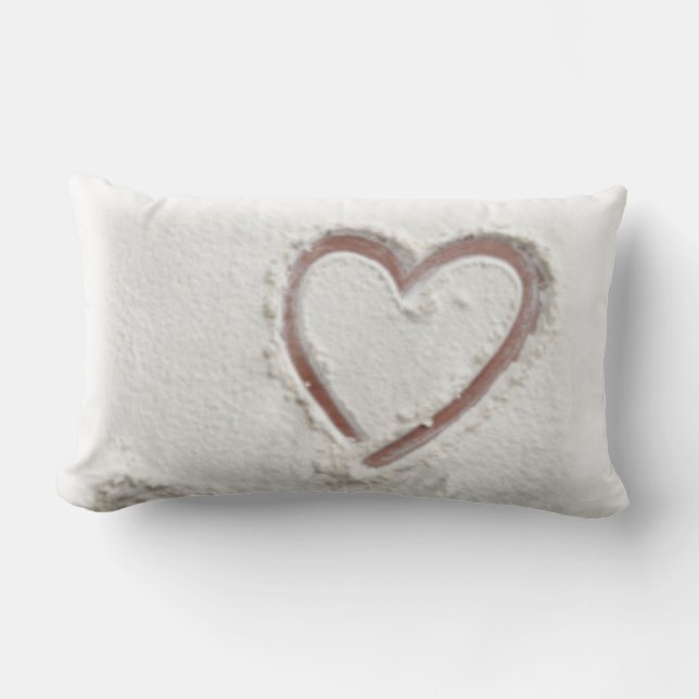 Beach Sand Heart Valentine Lumbar Pillow (Front)