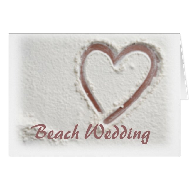 Beach Sand Heart Wedding Cards (Front Horizontal)