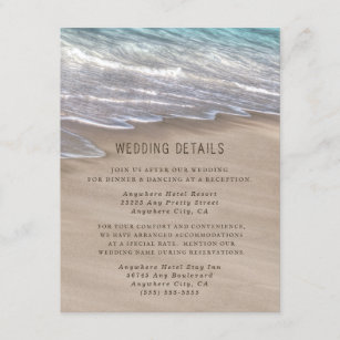Beach Sand Hearts Elegant Tropical Modern Wedding Enclosure Card