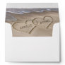 Beach Sand Hearts Elegant Tropical Modern Wedding Envelope