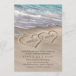 Beach Sand Hearts Elegant Tropical Modern Wedding Invitation<br><div class="desc">Design features an elegant beach with hearts in the sand that you can "draw" the names of your choice in. You can enlarge shorter names or shrink longer names if needed to fit properly within the hearts under the "customize further" link that's below the template demo fields above (use the...</div>