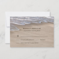 Beach Sand Hearts Elegant Tropical Modern Wedding RSVP Card