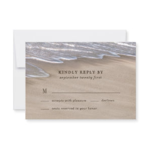 Beach Sand Hearts Elegant Tropical Modern Wedding RSVP Card