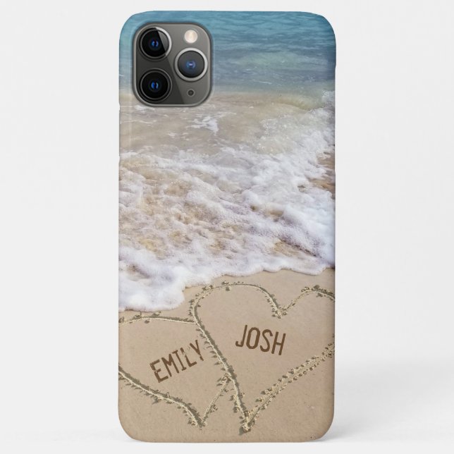 Beach Sand Hearts with names Case-Mate iPhone Case (Back)