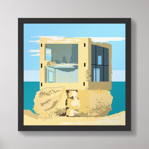beach sand house pixelwallart framed art