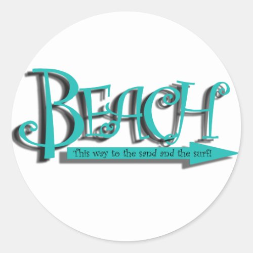 Beach sand_n_surf classic round sticker