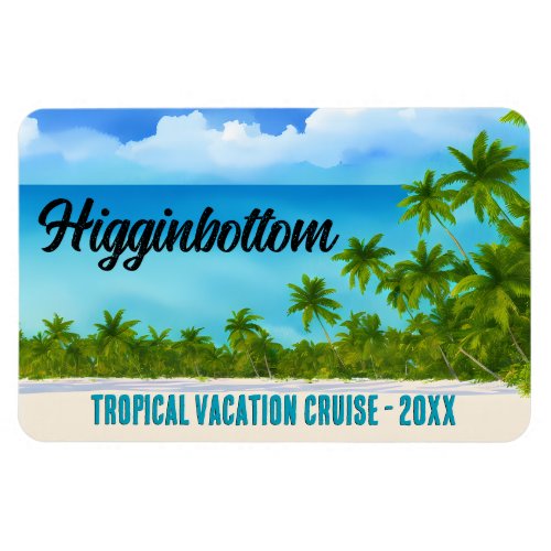 Beach Sand Ocean Palm Trees Cruise Room Monogram Magnet