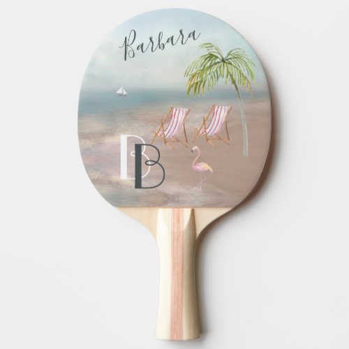 Beach Sand Ocean Palm Tropical Ping Pong Paddle