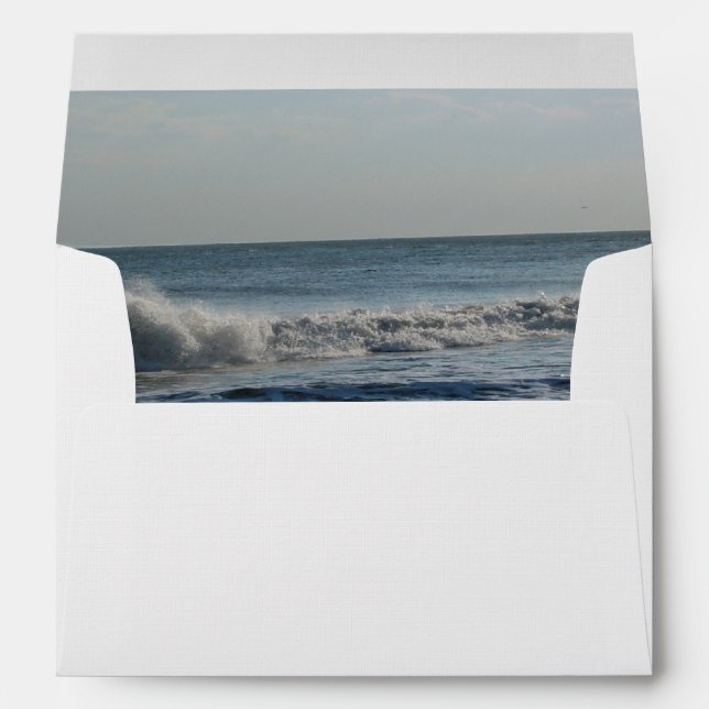 Beach Sand Ocean Wave Destination Wedding Envelope (Back (Bottom))