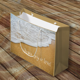 Beach Sand Peace Joy Love Christmas Large Gift Bag