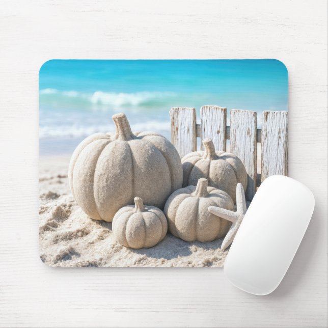 Beach Sand Pumpkins and Starfish Mouse Pad (With Mouse)