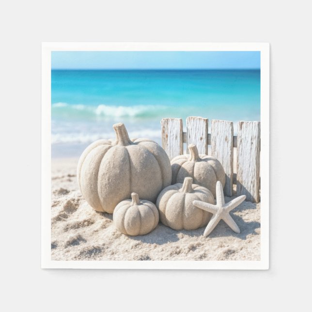 Beach Sand Pumpkins and Starfish Napkins (Front)