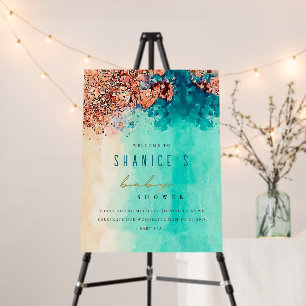 Beach Sand Rock Watercolor Baby Shower Welcome Foam Board