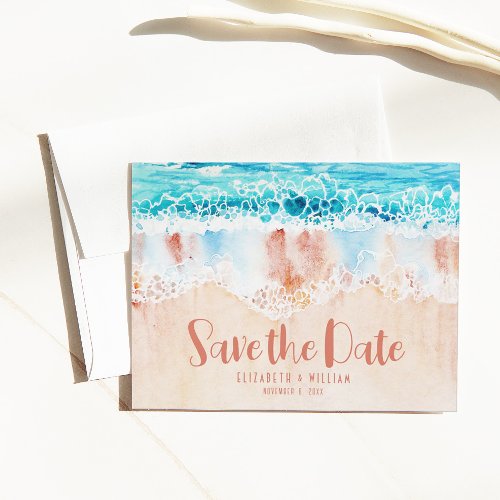 Beach Sand Save The Date Postcard