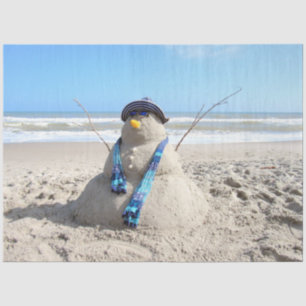 Beach / Sand Sculpture Snowman Christmas Tissue P Tissue Paper