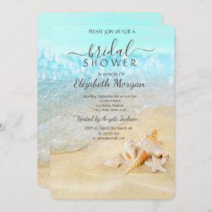 Beach Sand Sea Seashells Bridal Shower Invitation