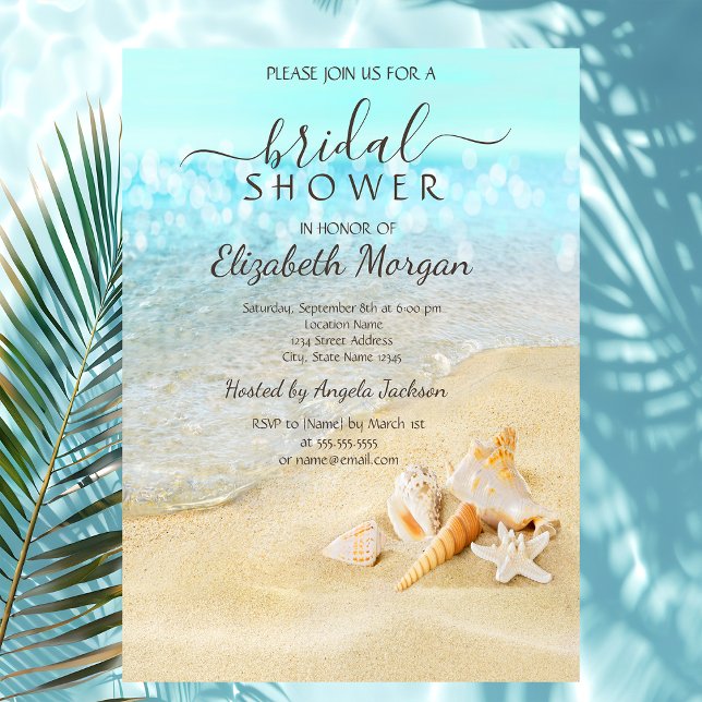 Beach Sand Sea Seashells Bridal Shower   Invitation (Creator Uploaded)