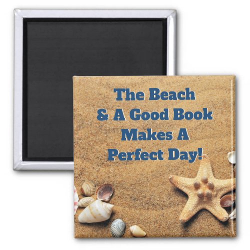 Beach Sand Sea Shell Good Book Club Bibliophile Magnet
