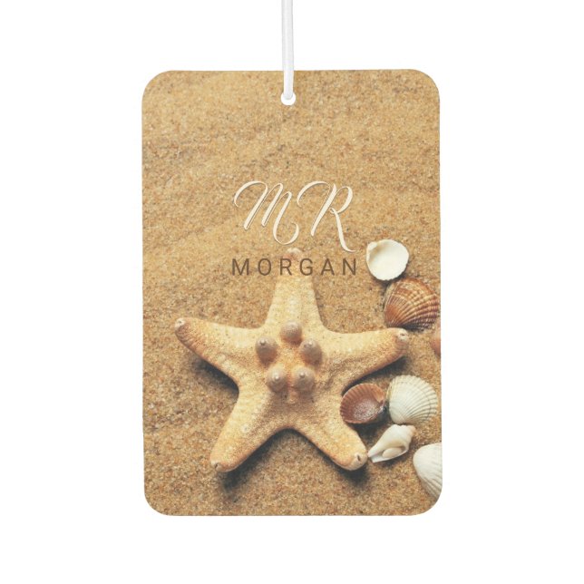 Beach Sand & Sea Shells, DIY Name & Monogram Air Freshener (Front)