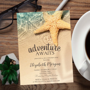 Beach,Sand,Sea star Retirement Party Invitation
