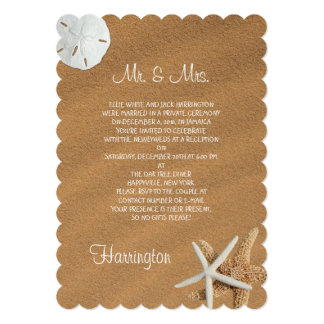 Beach Sand Seashells Newlywed Reception Invitation