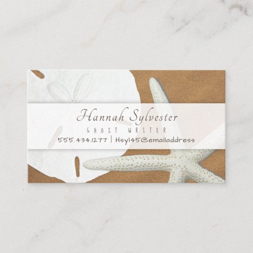 Beach Sand Seashells Simple Business Card Template