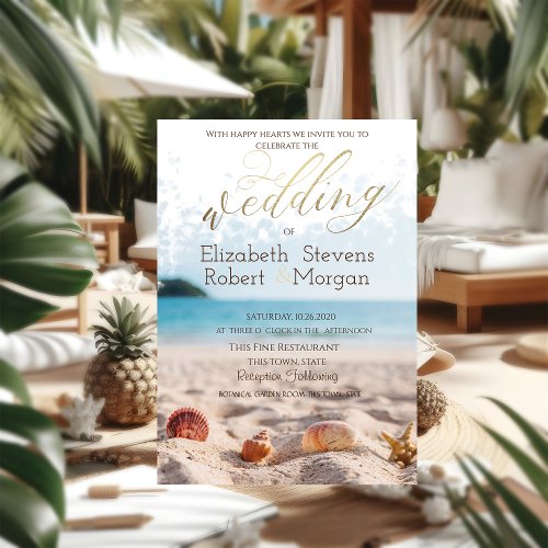 BeachSandSeashells Wedding Invitation