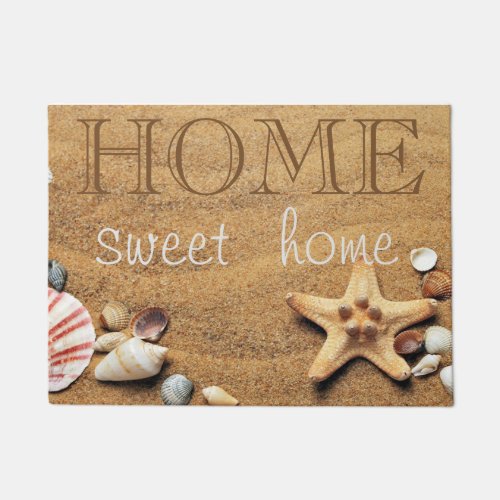 BeachSand SeastarSeashell  Home Sweet Home Doormat