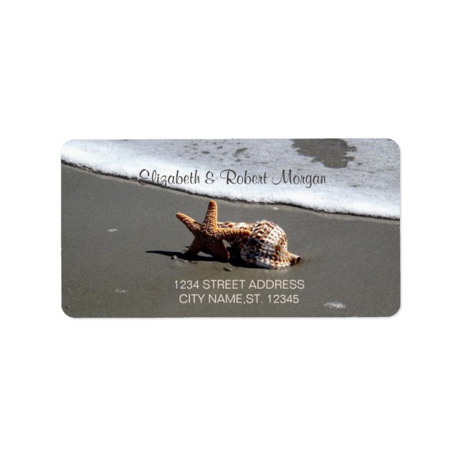 Beach,Sand,Seastar,Seashell   Wedding Label (Front)