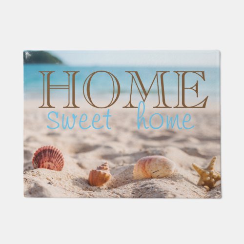 BeachSandSeastarSeashellsHome Sweet Home Doormat