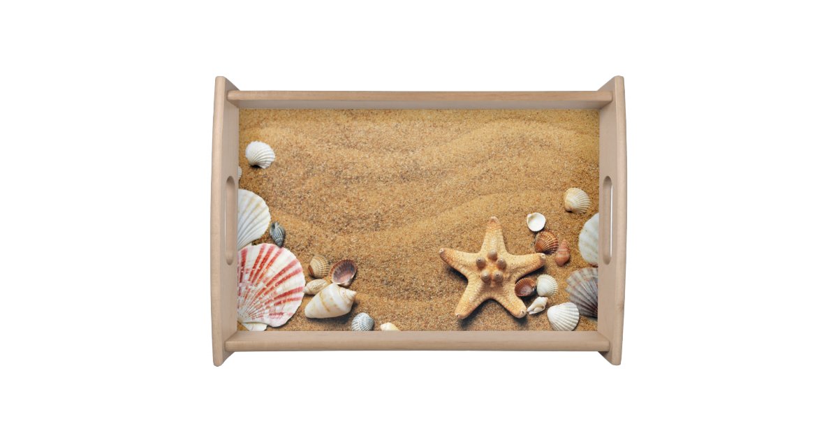 Beach Sand Shells Serving Tray | Zazzle