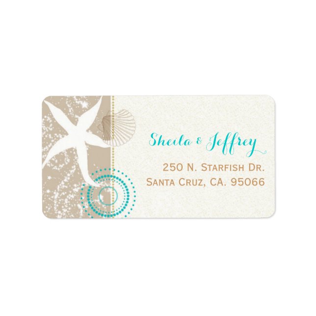 Beach Sand Starfish Beach Wedding Label (Front)