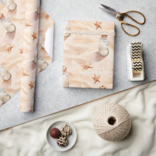Beach Sand Starfish Bottles Wrapping Paper