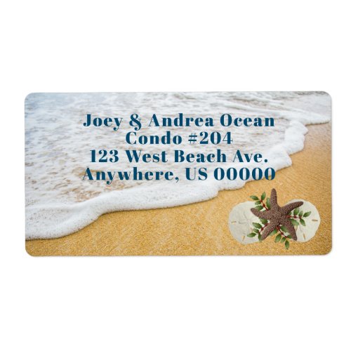 Beach Sand Starfish Sand Dollars Christmas Label