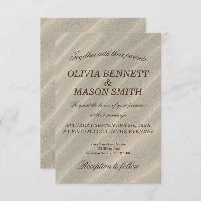 Beach Sand Textured Wedding Invitation (Front/Back)