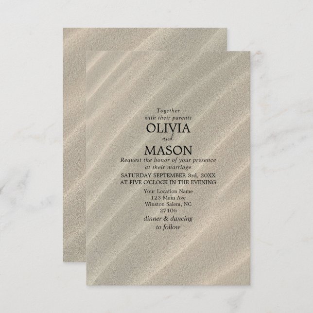 Beach Sand Textured Wedding Invitation (Front/Back)
