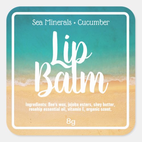 Beach Sand Water Summer Lip Balm Tube Labels