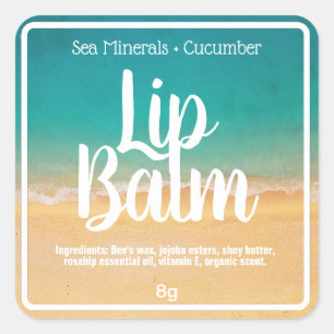 Beach Sand Water Summer Lip Balm Tube Labels