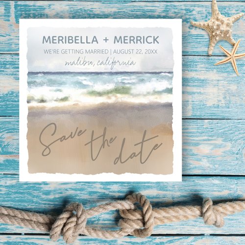 Beach Sand Watercolor Wedding Save The Date